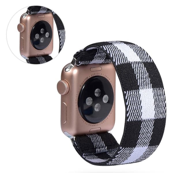 Apple Watch Series 5 / 4 44mm nylon-urrem - Hvid / Sort Black