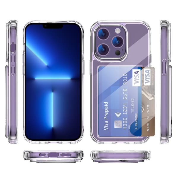 iPhone 13 Pro akryylinen läpinäkyvä suojus, jossa on korttipidike Transparent
