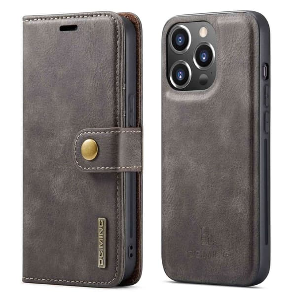 DG.Ming iPhone 14 Pro 2-in-1 Lommebok Etui - Grå Silver grey