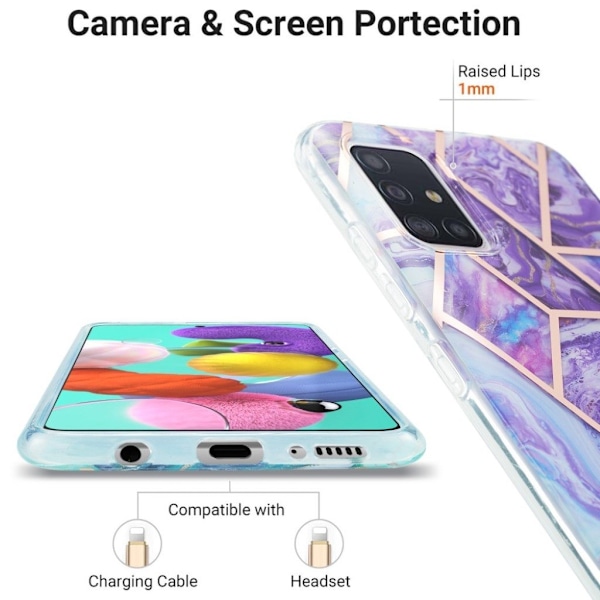 Marmormotiv Samsung Galaxy A51 skal - Lila Lila