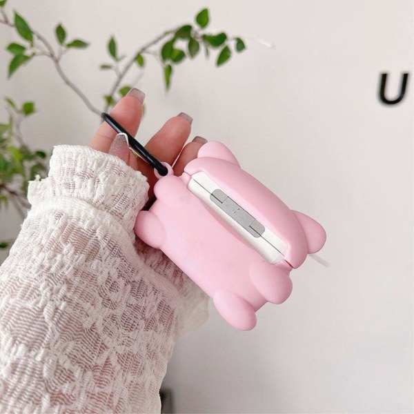 AirPods 3 cute piggy silicone case with hook Rosa