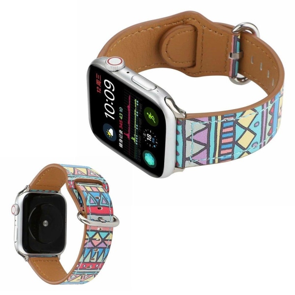 Apple Watch Series 6 / 5 40mm mönster äkta läder klockarmband - Triangle multifärg