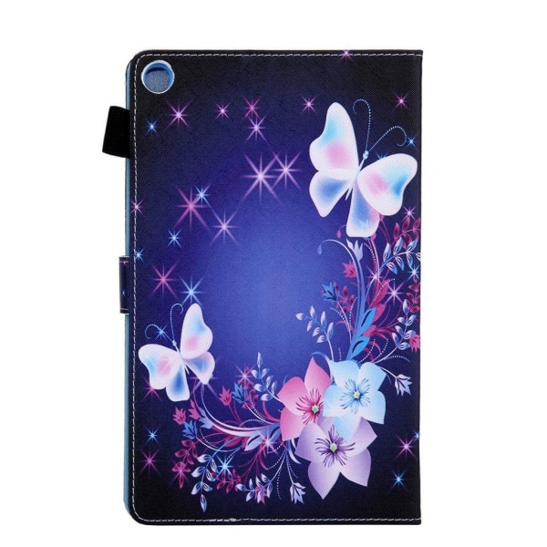 Samsung Galaxy Tab A 10.1 (2019) elegant  læder flip etui - blomster / sommerfugl Blue