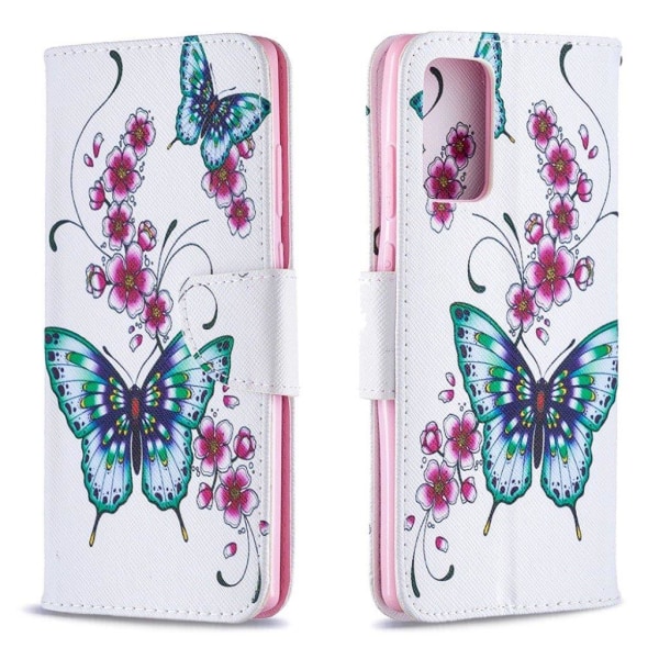 Wonderland Samsung Galaxy Note 20 Flip Etui - Sommerfugl og Blom Multicolor