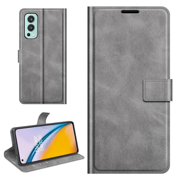 Skinn-etui i lommebok-stil for OnePlus Nord 2 5G - Grå Silver grey