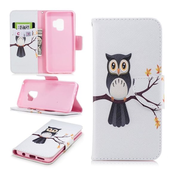 Samsung Galaxy S9 Printet Mønster PU læder flip etui - ugle på en gren Multicolor