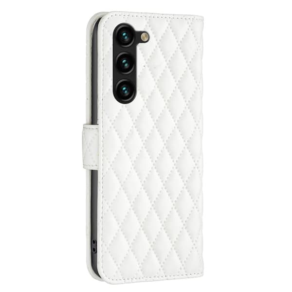 Rhombus mat Samsung Galaxy S23 Plus flip etui - Hvid White