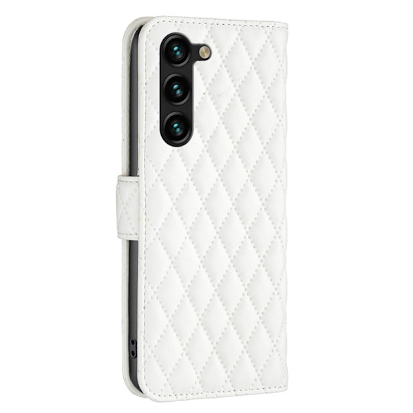 Rombemønster, matt flip-deksel for Samsung Galaxy S23 Plus - Hvit White