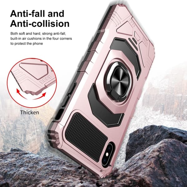 Slitesterk hardplastdeksel med myk innside og støtte for iPhone X / iPhone Xs - Rød Red