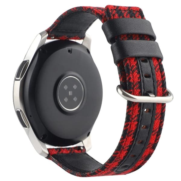 Samsung Galaxy Watch 5 / 5 Pro ternet læderurrem i nylonstil - Sort / Rød Plaid Red