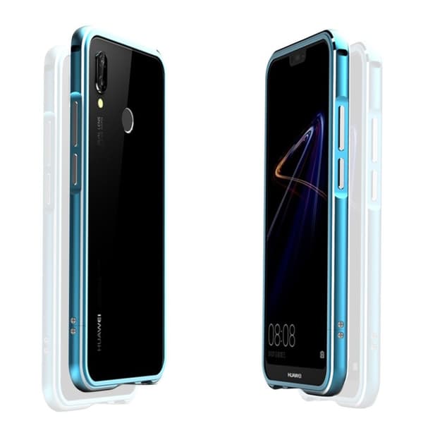 Huawei P20 Lite beskyttelsesetui i aluminium legering med skruesystem til montering - Blå Blue