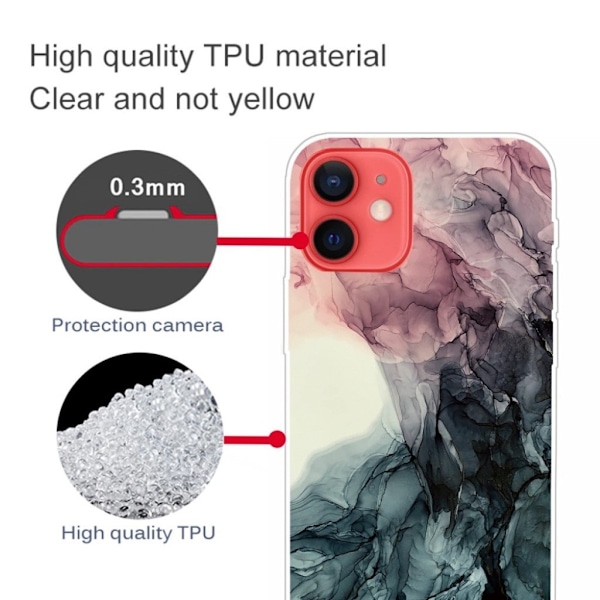 Marmormotiv iPhone 13 skal - Ljusrosa Och Grön Marmor multifärg