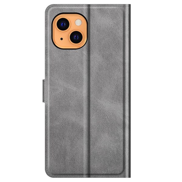 Hållbart konstläder iPhone 13 Mini fodral med plånbok - Silver/Grå Silvergrå