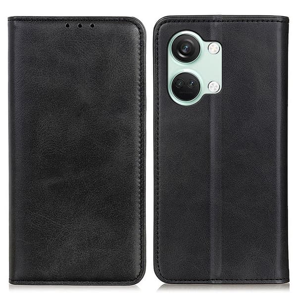 Äkta läder OnePlus Nord 3 / OnePlus Ace 2V fodral - Svart Svart