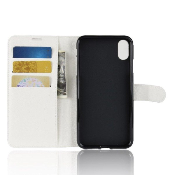 iPhone XS Max mobilfodral syntetläder silikon stående plånbok - Vit