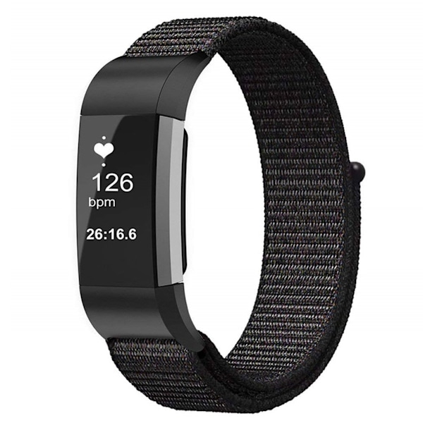 Fitbit Charge 3 klockarmband med kardborrestängning i nylon - Svart Svart