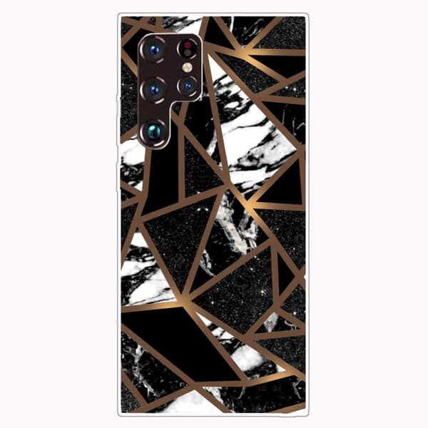 Marble design Samsung Galaxy S22 Ultra cover - Sorte Flisefragmenter Black
