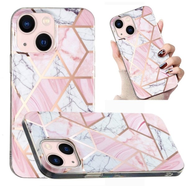 Marmormotiv iPhone 13 skal - Vitt Grus / Rosa Marmor Rosa