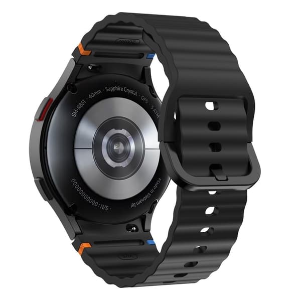 Samsung Galaxy Watch 20mm Wave Design Watch Band Stitching Line Decor Silicone Strap - Black Black