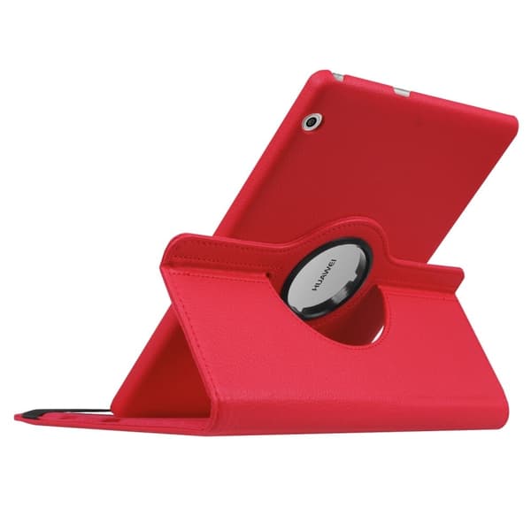Huawei Mediapad T3 10 Litchi Tekstur PU Lær Flip Etui - Rød Red
