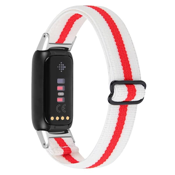 Fitbit Luxe elastisk klockrem med färgskarvning - Vit / Röd Vit