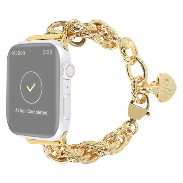 Apple Watch (45 mm) urrem i rustfrit stål med vedhæng - Guld Gold
