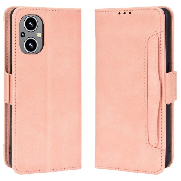 Stilfuldt Læder Etui med Pung til OnePlus Nord N20 5G - Lyserød Pink
