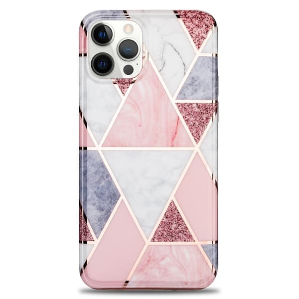 Marble iPhone 12 Pro Max Etui - Rosa Pink