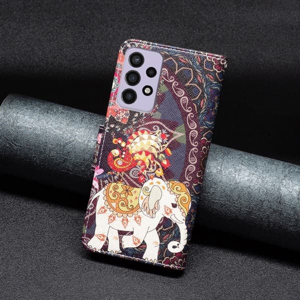 Wonderland Samsung Galaxy A73 Flippetui - Blomst og Elefant Multicolor