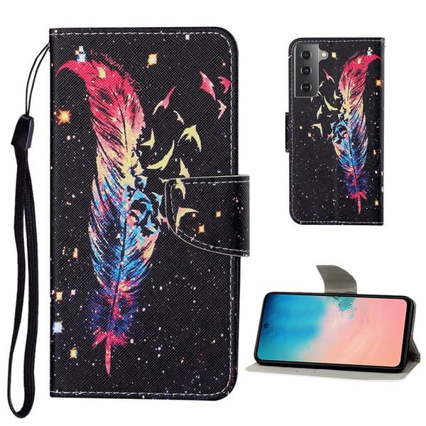 Wonderland Samsung Galaxy S21 Plus Flip etui - Chromatic Feather Black