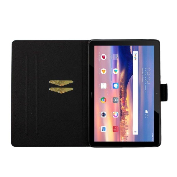 Huawei MediaPad T5 kuvio leatherflip tapauksessa - Violetti Kukka Multicolor