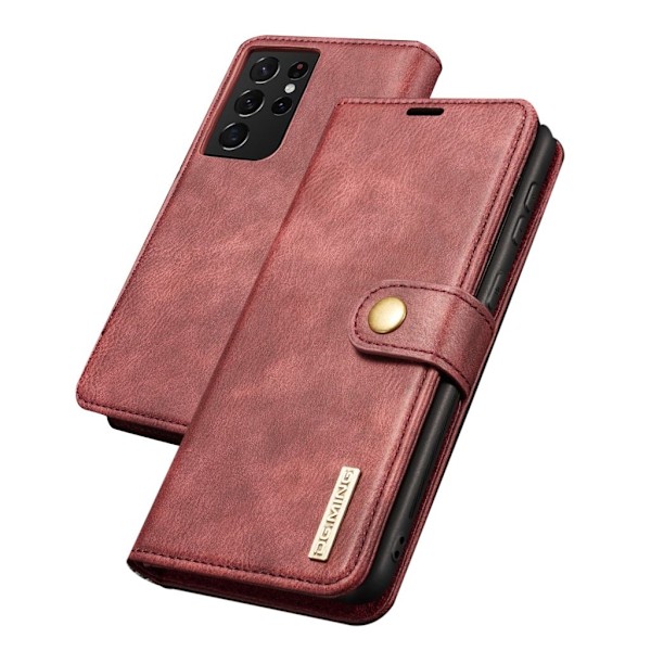 DG.MING Samsung Galaxy S21 Ultra 2-in-1 lompakkokotelo - Punainen Red