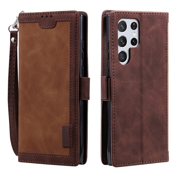 Surburbian Samsung Galaxy S22 Ultra læder flip etui - Brun Brown