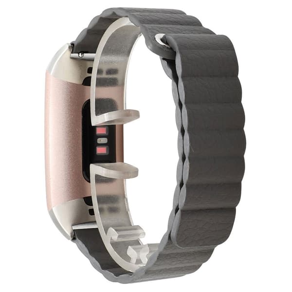 Fitbit Charge 3 aito nahkakellon ranneke - Harmaa Silver grey