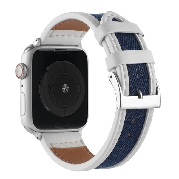 Apple Watch Series 8 (41 mm) lærrem i lerret - Hvit / Blå White
