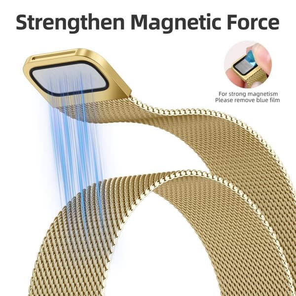 Urrem Apple Watch Series 10 46mm Magnetisk spændebånd i rustfrit stål - Guld Gold