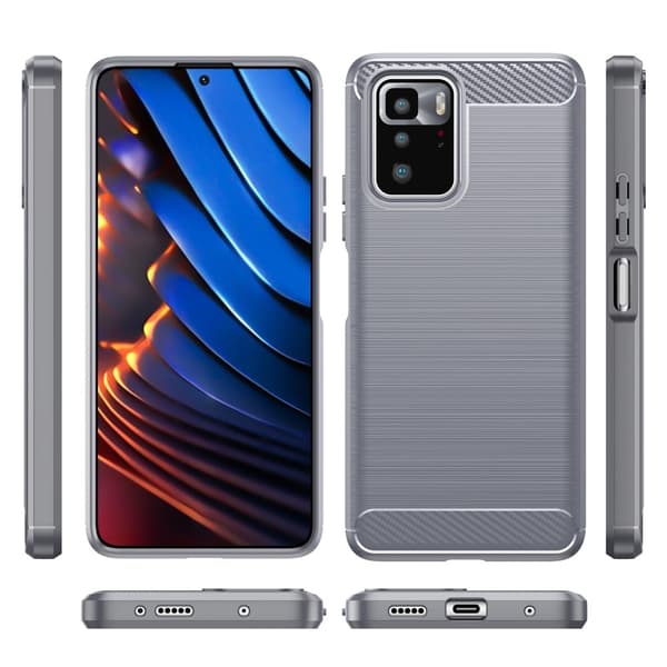 Carbon Flex Suojakotelo Xiaomi Poco X3 GT - Harmaa Silver grey