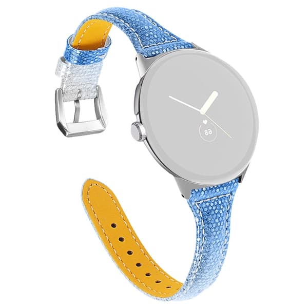 Google Pixel Watch Cowhide læderrem med gradient - Sølv / Blå Blue