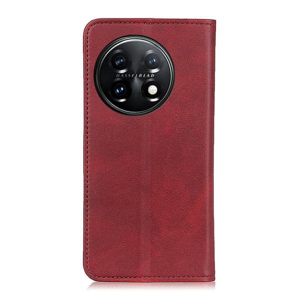 Flip Etui med Pung i Ekte Lær til OnePlus 11 - Rød Red