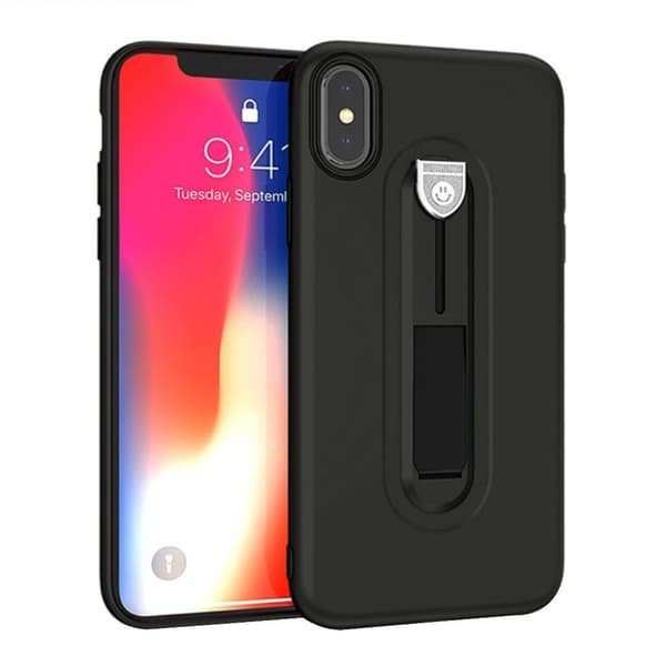 iPhone Xs Max kickstand stødsikkert, mat etui - Sort Black