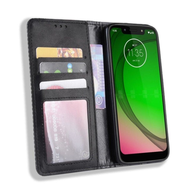 Motorola Moto G7 Play vintage nahkakotelo - Musta Black