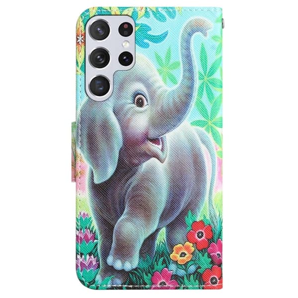 Wonderland Samsung Galaxy S22 Ultra Flippetui - Elefant Multicolor