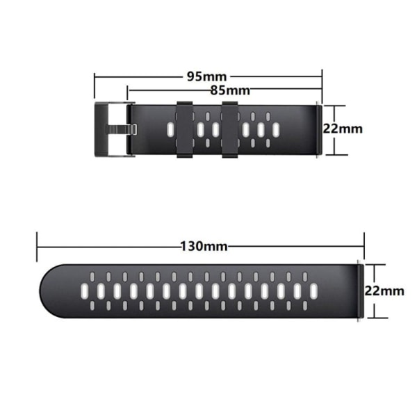 22mm Universal kaksivärinen silikoni ranneke - Musta / Teal Black