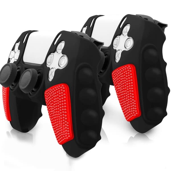 PS5 Controller Silicone Case Color Matching Protective Deksel (uten Joy-Stick Caps) - Svart / Rød Black