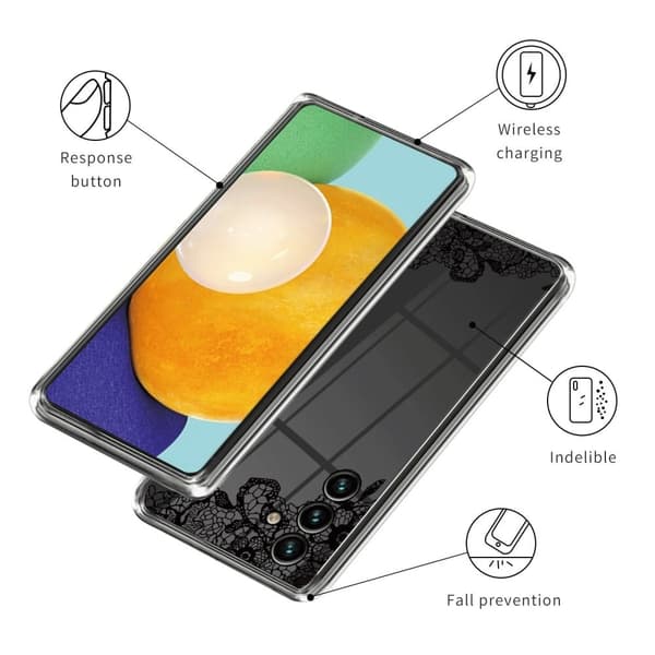 Deco Samsung Galaxy A14 Suojakotelo - Lace Flower Black