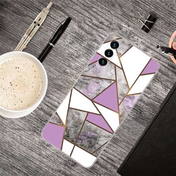 Marble Samsung Galaxy A13 5G Etui - Lilla / Hvit / Grå Klinkekule Multicolor