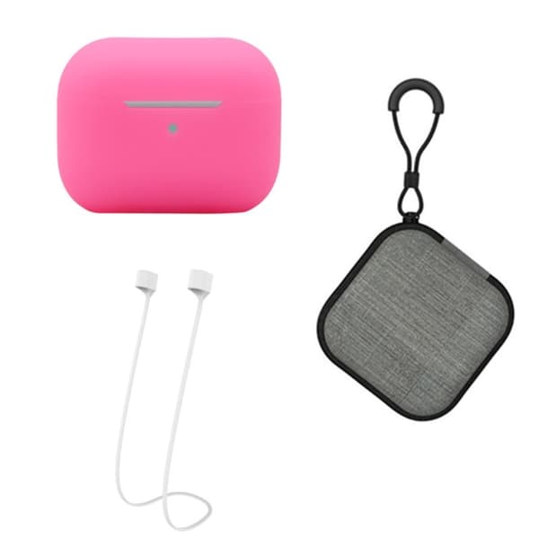 AirPods Pro 2 silikonetui med stropp og oppbevaringsboks - Nattlys Rosa Pink