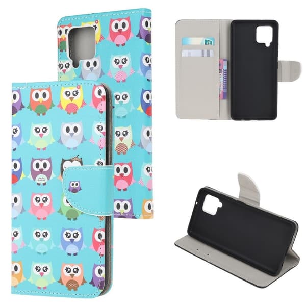 Wonderland Samsung Galaxy A22 4G flip-etui - Søte Ugler Blue