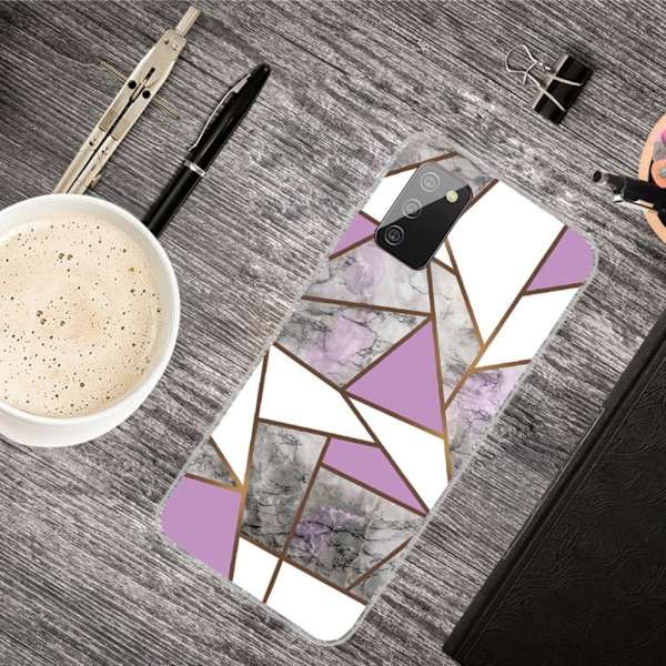 Marble Samsung Galaxy A02s Etui - Lilla / Hvit / Grå Klinkekule Multicolor