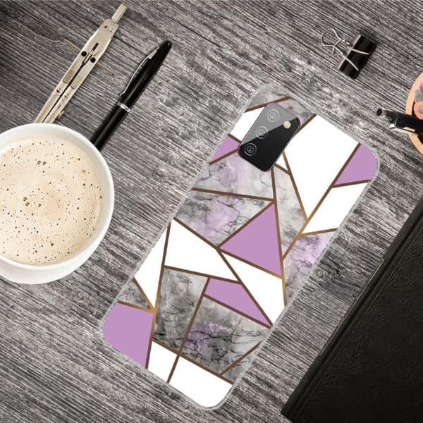 Marmormotiv Samsung Galaxy A02s skal - Lila / Vit / Grå Marmor multifärg
